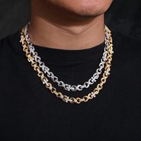 Collier chaîne cubaine Miami de luxe pour homme, plaqué or 18 carats, avec croix et symbole de l'infini, entièrement serti de moissanite VVS, style Hip Hop