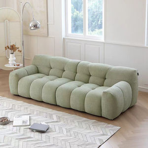 クリームスタイル キャンディソファ、スノーフレークフリース製、ライトラグジュアリー フレンチレトロスタイル。マシュマロのようなファブリックソファです。 - Product Image 4