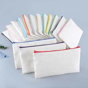 Pochette de maquillage DIY vierge en toile de coton, multi-usage avec fermeture éclair, pour voyage et organisation de produits de toilette - Motif lettres - Product Image 2