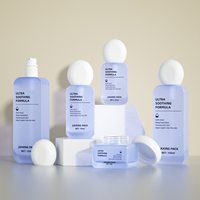 Nouvelle conception d'emballage cosmétique écologique, ensemble de flacons et pots en verre givré vert de luxe pour crème et lotion de soin de la peau, personnalisables et vides
