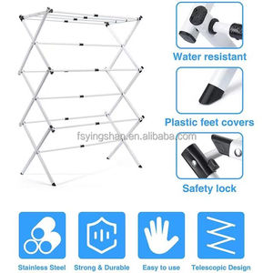 <span class=keywords><strong>เครื่อง</strong></span><span class=keywords><strong>อบ</strong></span><span class=keywords><strong>ผ้า</strong></span>โลหะแบบพับได้3ชั้นชั้นชั้นแขวน<span class=keywords><strong>ผ้า</strong></span>ขนหนูใช้งานได้สำหรับใช้ในบ้านระเบียง - Product Image 4