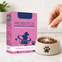 Probióticos para Mascotas 5B CFU, Suplemento Digestivo, Prebióticos Multi-Cepa para Perros y Gatos, Salud Intestinal, Apoyo Inmunológico, 30 Cápsulas