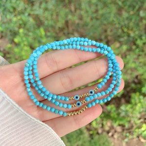 Bracelet en perles turquoise au design unique Tk-L033, bracelet œil bleu, bracelet en perles plaqué or, bijoux féminins, mode douce - Product Image 4