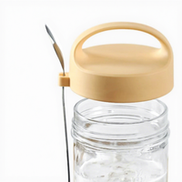 Gobelet en verre pour Overnight Oats avec cuillère en acier inoxydable et couvercle hermétique pour la cuisine, les pique-niques, l'usage quotidien, le petit-déjeuner et le stockage des collations
