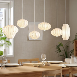 Lustre artisanal de style mi-siècle, <span class=keywords><strong>suspension</strong></span> ovale minimaliste de luxe, lampe à <span class=keywords><strong>suspension</strong></span> en soie pour usage résidentiel - Product Image 2