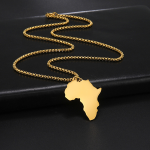 Collar de acero inoxidable con <span class=keywords><strong>mapa</strong></span> africano para mujer, joyería de moda, collar con <span class=keywords><strong>mapa</strong></span> africano chapado en oro de 18k Real, <span class=keywords><strong>mapa</strong></span> del mundo personalizado - Product Image 3