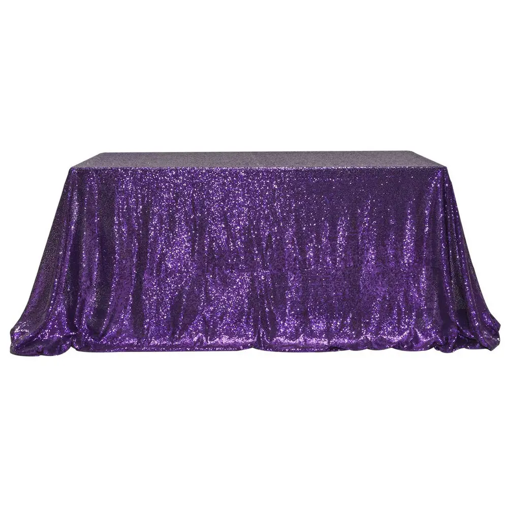 반짝이 스팽글 식탁보 직사각형 보라색 테이블 커버 웨딩 생일 신부 베이비 샤워 파티 장식