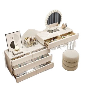 Coiffeuse de Luxe Sélectionnée en Bois Massif Style Crème avec Armoire Intégrée 2025, Nouveau Modèle de Chambre Haut de Gamme - Product Image 5