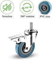 Roulettes pivotantes robustes de 75 mm avec frein, roulettes pour chariot, roulettes pour meubles, roulettes pivotantes à vis, 360° ° Roue pivotante
