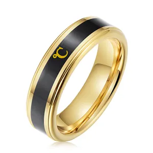 Joyería que cambia de Color anillo inteligente de detección de temperatura corporal anillos inteligentes de carburo de tungsteno estado de ánimo banda de boda masculina
