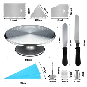 15 Pcs <strong>Cake</strong> Decorating Tools 12 Inch Aluminum Alloy Round <strong>Cake</strong> Turntable <strong>Stand</strong> Professional Baking <strong>Cake</strong> Tools Sets - Product Image 1