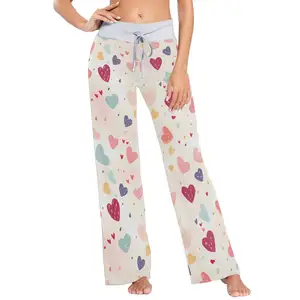 Cheap price polyester Thin Home Pants Women Sleep Bottoms Casual Pajama Pants customs logo