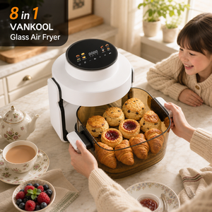 Non Toxic Glass <b>Air</b> Fryer Oven 8-in-1 Visual <b>Air</b> Fryer with Glass Bowl Portable Visible Cooking <b>Basket</b> LFGB Approved - Product Image 1