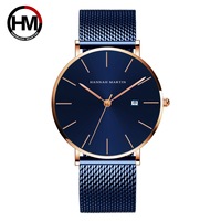 Hannah Martin HM-151 2023 calendrier étanche affaires montre pour hommes Version coréenne Dw bleu foncé acier ceinture Simple alliage