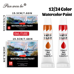 Panwenbo 6ml/0.2oz 24 couleurs vives artistes professionnels peinture à l'aquarelle ensemble non toxique artistes aquarelle tube peinture - Product Image 3