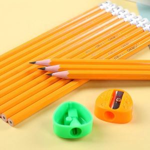Crayon hexagonal en plastique de 19 cm (7 pouces) avec gomme, mine graphite HB 2B, corps jaune, pour dessin d'enfants, idéal pour les promotions - Product Image 3