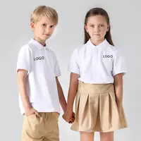 Toptan özel logo anaokulu takım kampı gömlek boş pike pamuk çocuk tişörtleri üniforma balank çocuklar beyaz polo gömlekler