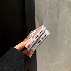 เคสโทรศัพท์มือถือลายคริสตัลหินอ่อน IMD รูปหัวใจประดับโบว์เพชร สำหรับ iPhone 17 pro max 16 15 14 13 12  สำหรับสาวๆ - Product Image 6
