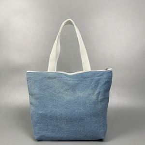 New Recycle Zip Lock Black Canvas Tote <b>Bag</b> Cotton Webbing Demin Cotton Canvas With Zip - Product Image 3