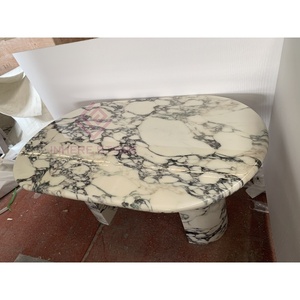 Đá tự nhiên phòng ăn đồ nội thất calacatta đá cẩm thạch trắng góc tròn bàn ăn màu tím đá cẩm thạch phòng ăn bảng - Product Image 6