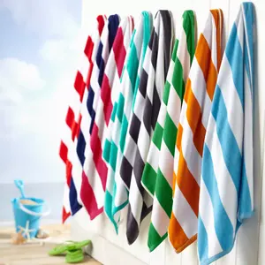 Long-Lasting Home Traditional Cabana Stripe Designs Beach Towel 100% Genuine Cotton Beach Towel