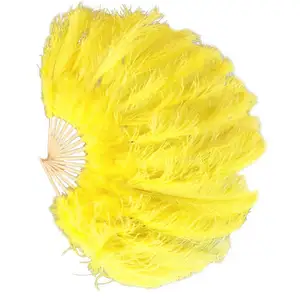 Abanico de mano de plumas africanas jeniorr grande burlesque de avestruz rosa para damas abanico de plumas de boda para fiesta suministro de vacaciones