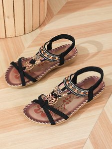 Sandalias Planas para Mujer, Novedad 2025, con Cuentas de Cristal Hechas a Mano, Estilo Bohemio, para Playa y Aire Libre - Product Image 4