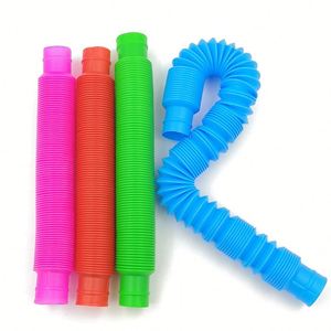 Funny Educational Stress Relief Pops <b>Tube</b> Fidget Plastic Mini Telescopic Corrugated Light up Toys <b>Led</b> Flashing Swords - Product Image 1