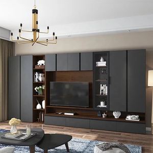 KINGV New <strong>Design</strong> Modern Simple UV High Gloss <strong>TV</strong> Stand LED Light <strong>TV</strong> Wall Cabinet <strong>Units</strong> <strong>Designs</strong> Wood <strong>TV</strong> Cabinet - Product Image 3