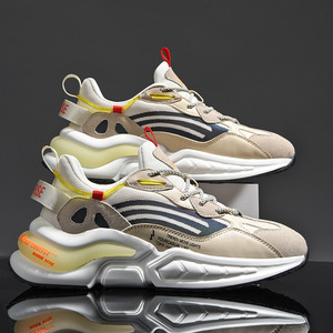 รองเท้าลำลองแฟชั่นผู้ชายใหม่พื้นรองเท้าตาข่ายแบบผูกเชือกพื้นรองเท้าหนาระบายอากาศมีฟลูออเรสเซนต์ด้านในเหมาะสำหรับใส่ได้หลายโอกาส - Product Image 3