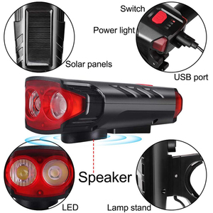 Le plus récent <span class=keywords><strong>klaxon</strong></span> d'air de <span class=keywords><strong>vélo</strong></span> rechargeable par USB solaire 6 modes de haut-parleur 120db LED feux d'avertissement rouges de montagne de lumière de <span class=keywords><strong>vélo</strong></span> - Product Image 2