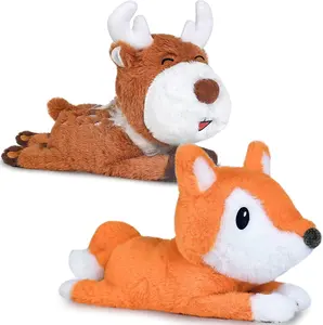 幼儿毛绒玩具拍打手镯，儿童毛绒动物毛绒玩具套装，2件12英寸狐狸驯鹿腕带