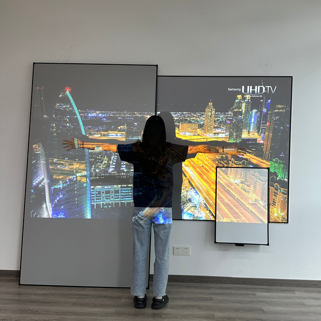 130" 4K High Contrast Fresnel Screen with 16:9 Format 1cm Thin Border ALR Fixed Frame for Laser Projectors