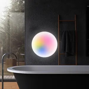 Lâmpada LED RGB com controle remoto, luminária LED circular DIY criativa para armários, luminária noturna decorativa, novidade com 1-3