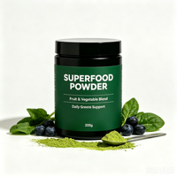 In Stock Organic Superfood Blend Wheatgrass Spirulina Chlorella Probiotics Veggie Green Drink Mix Powder Daily Immune Support