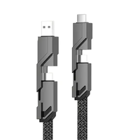 Câble Usb 4 en 1 Câble de données à chargement rapide 3A Alliage de zinc Usb C à C PD 65W Câble de chargeur super rapide