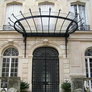 Auvent extérieur avec structure en fer forgé et toit en polycarbonate Protection contre les intempéries pour l'entrée de porte - Product Image 4