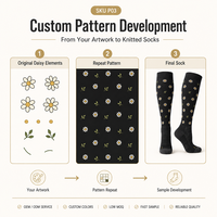 Chaussettes de compression personnalisées Daisy pour femmes, hauteur genou, 15-20 20-30 mmHg, motif floral jacquard, chaussettes de soutien, OEM ODM Marque privée