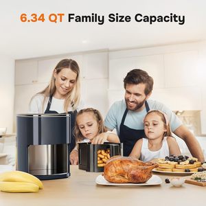 Friteuse à air multifonctionnelle intelligente de 2400W et 6L, grande capacité, personnalisable, avec double affichage numérique allemand, en stock - Product Image 2
