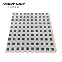 Mosaïque en pierre naturelle Centurymosaic, mosaïque en marbre brun Emperador foncé mélangé à du blanc Thassos, carrelage en mosaïque pour la décoration de la maison