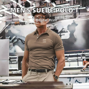 Camiseta Polo de Algodón 100% de Alto Gramaje para Hombre, Estampado de Gamuza, Tejido Holgado, Manga Corta, Medio Cierre de Botones, Patrón Sólido Personalizado, 180 Largo - Product Image 2