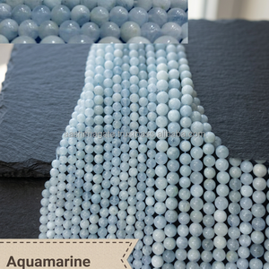 Cuentas redondas de Aguamarina, abalorios redondos de grado aaa, 7903232, 16 pulgadas, 46-48, AL457 - Product Image 3