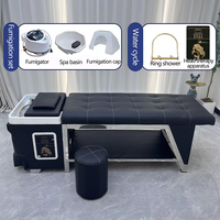 Chaise de massage professionnelle de luxe pour le lavage des cheveux lit à shampooing tête de spa thérapie par l'eau lit à shampooing noir avec vapeur