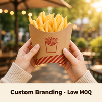 Boîte à frites en papier kraft imprimée sur mesure, qualité alimentaire, résistante à la graisse, emballage jetable pour chips de pommes de terre