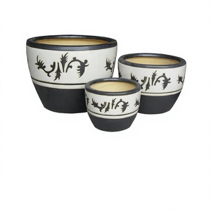 Juego de Macetas de Cerámica con Diseño Floral, Macetas Esmaltadas de Estilo Oriental Tradicional para Decoración del Hogar - Product Image 3
