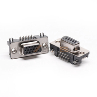 Connecteur femelle D-Sub haute densité 15 broches, montage sur circuit imprimé à angle droit, pas de 2,29 mm, robuste, avec broches usinées, interface de données VGA