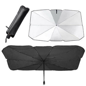 CREATION Pare-soleil de pare-brise avant de protection contre les UV Pare-soleil pliable en PVC + Titane Argent Vinyle de voiture - Product Image 1