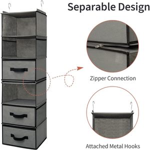 <b>6</b>-Shelf Hanging Closet Organizer Detachable 33x15x85cm Fabric Storage For Bedroom Clothing Organization - Product Image 6