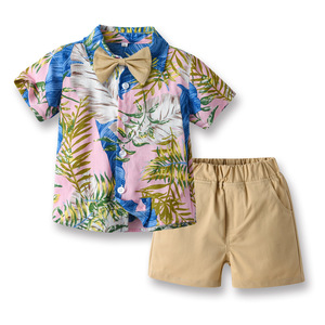 Ensemble d'été pour enfants style plage - Ensemble léger et élégant pour garçons avec chemise florale et short <span class=keywords><strong>de</strong></span> plage - Product Image 3