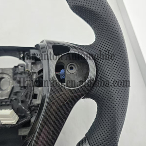 Volant de voiture en cuir perforé avec surpiqûres rouges en fibre de carbone pour Honda Accord 8e génération et Crosstour – Produits populaires - Product Image 2